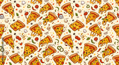 Seamless pattern pizza