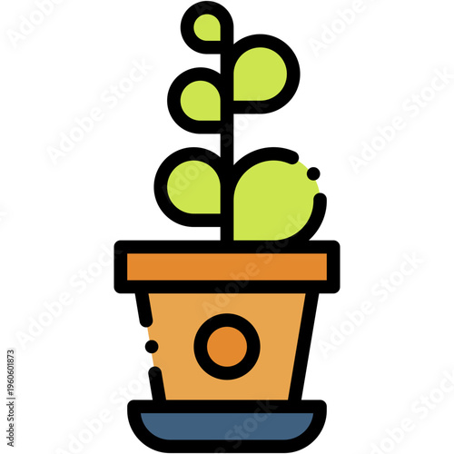 Indoor Plant Pot Gardening Vector Icon for Home Nature Decor