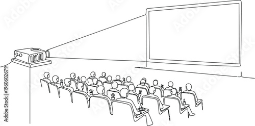 people watching projection on screen