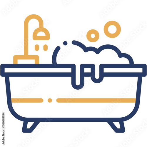 Bathtub Bathroom Furniture Vector Icon for Home Washroom