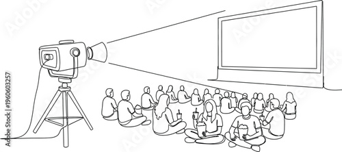 people watching video projection