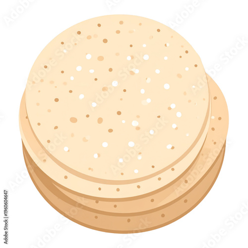 Stack of crispy Indonesian opak rice crackers, golden-brown and airy, traditionally fried and served as a savory snack or side, illustrated in a clean flat style