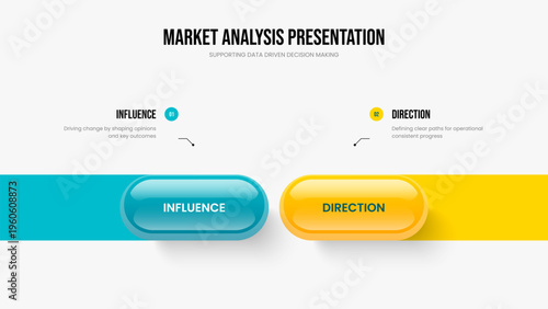Sales Showcase Slideshow Layout Vector Illustration. Consulting Portfolio Two Step Infographic Slide Template. Digital Analysis 2 Element Diagram Frame Design.