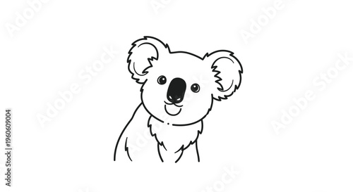 Adorable Koala Illustration - A Charming Black and White Drawing.