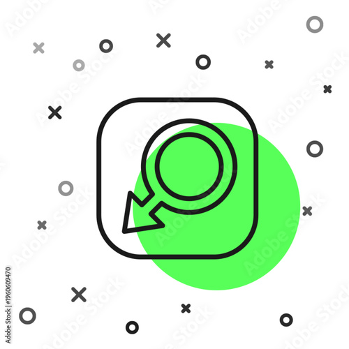 Black line Male gender symbol icon isolated on white background. Vector