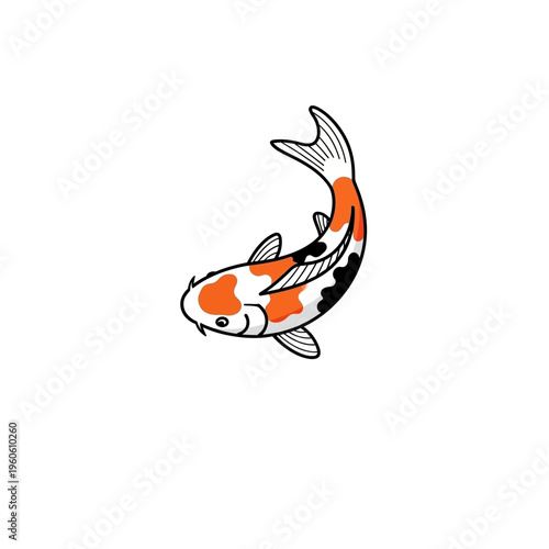 Colorful Koi Fish Illustration - Japanese Carp Swimming
