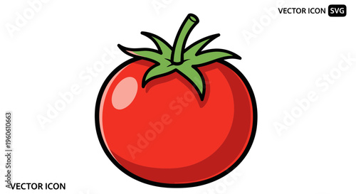 Fresh Red Tomato Vector Icon - Healthy Food Ingredient