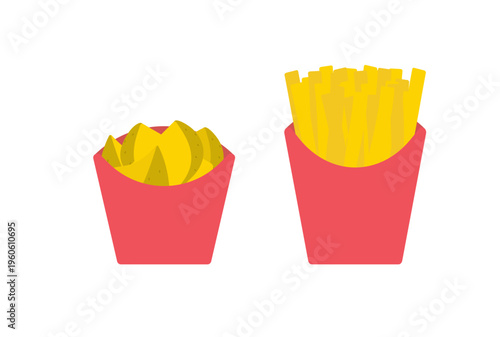 くし切りと細切りのフレンチフライ