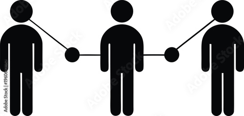 Three figures connected by lines a minimalist graphic design silhouette