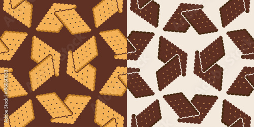 biscuit seamless pattern vector illustration. biscuit seamless pattern background design. two styles biscuit seamless pattern background illustration