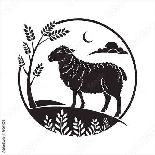 Sheep vector silhouette clip art logo design concept illustration idea
