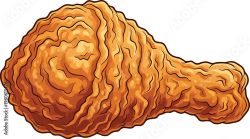 Fried chicken drumstick crispy golden meat vector illustration