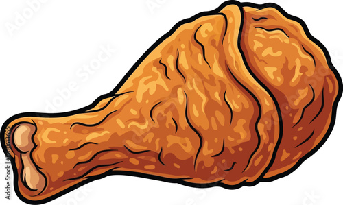 Fried chicken drumstick vector illustration crispy fast food