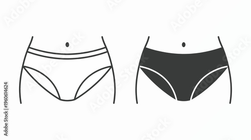 Vector illustration of women's underwear black and white briefs seamless pattern fashion design elements clothing icons