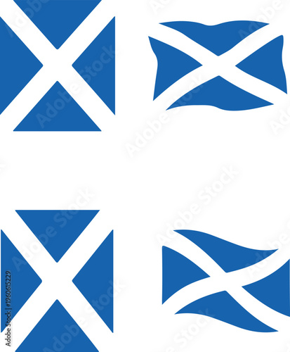 The saltire flag of scotland in various states