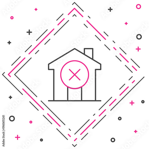 Line No house icon isolated on white background. Real estate agency or cottage town elite class. Colorful outline concept. Vector