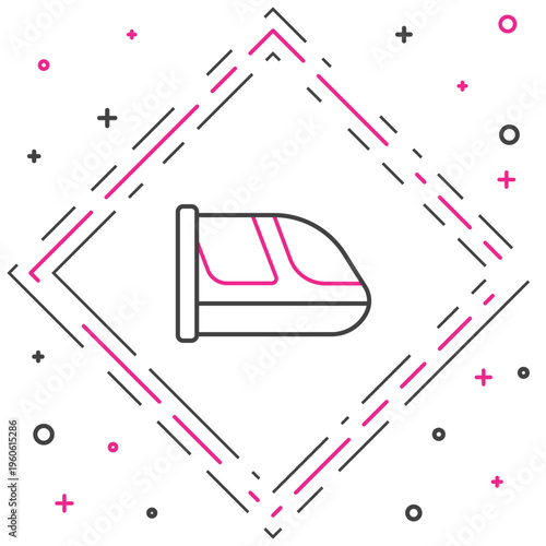 Line Train and railway icon isolated on white background. Public transportation symbol. Subway train transport. Metro underground. Colorful outline concept. Vector