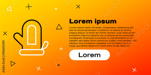 Line Sauna mitten icon isolated on yellow background. Mitten for spa. Colorful outline concept. Vector