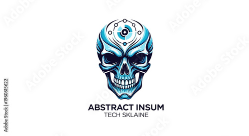 Abstract Stylized Blue Skull Graphic Design For Digital Art And Technology Concepts