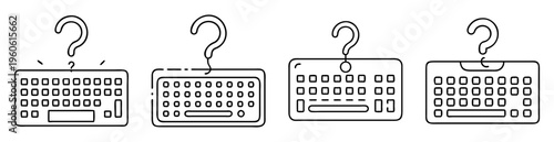 Four Keyboards with Question Marks Exploring Input Methods and Technological Queries