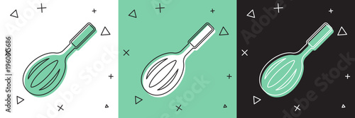 Set Kitchen whisk icon isolated on white and green, black background. Cooking utensil, egg beater. Cutlery sign. Food mix symbol. Vector