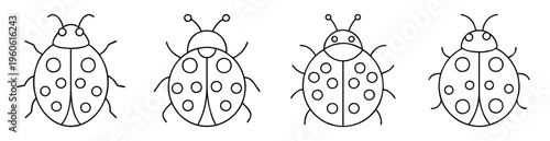 simple line drawing of ladybugs with circle spots and antennae