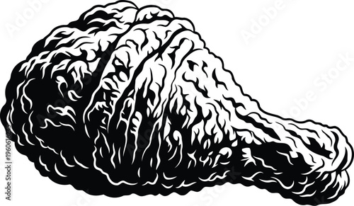 Crispy poultry leg monochrome graphic art print