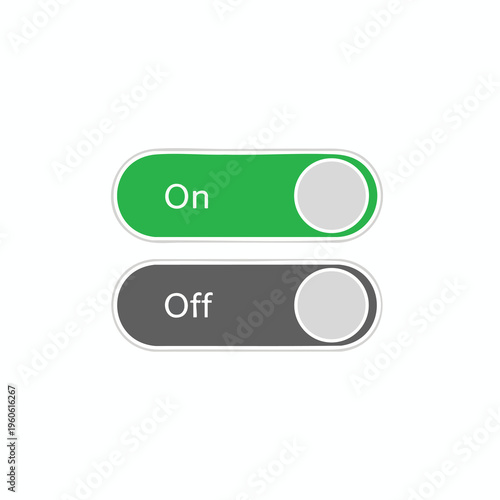 Two toggle switches, one on (green) and one off (gray), on a white background