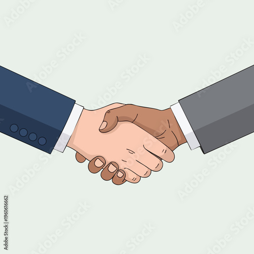 Two hands in suits shaking, symbolizing agreement, partnership, and negotiation