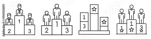 Different kinds of podiums with people or stars on them illustration