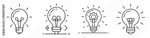 Four distinct light bulbs icons representing ideas, innovation, and technology advancements