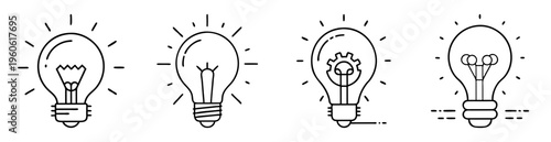 Creative light bulb ideas showcase with energy and innovation in various designs