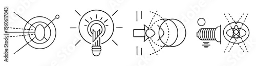 Illustration of different types of lighting devices and energy transmission concepts