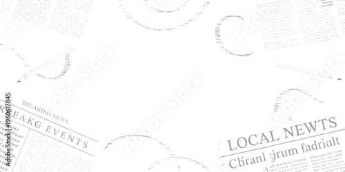 Newspaper headlines and text fragments with abstract breaking