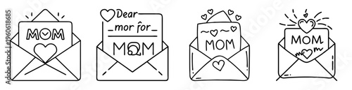 Hand drawn set of adorable letters for Mothers Day celebration design