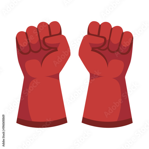 Red Safety Gloves Clenched