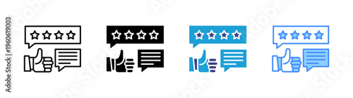 Review icon set multiple style collection