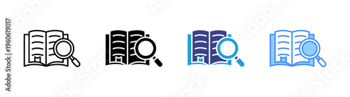 Research icon set multiple style collection