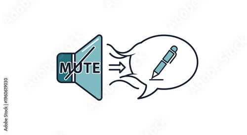 Mute Sound Audio Control Communication Technology Icon Illustration