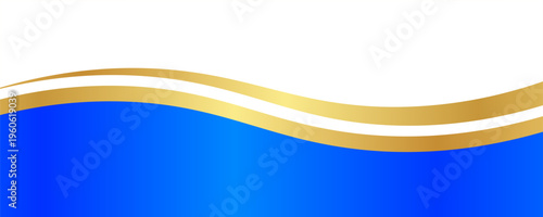 Elegant border, footer with flowing blue and gold waves