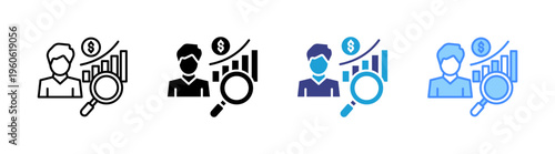 Prospecting icon set multiple style collection