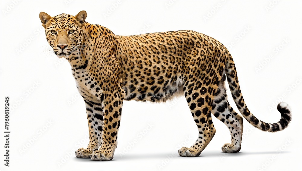 Fototapeta premium Powerful Leopard Animal Standing Pose Studio Cutout