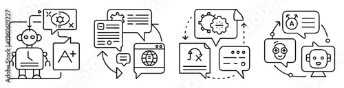 Illustrative representation of artificial intelligence and machine learning interactions