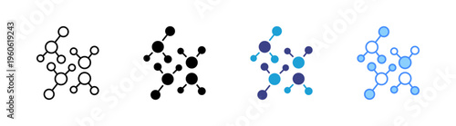 Molecule icon set multiple style collection