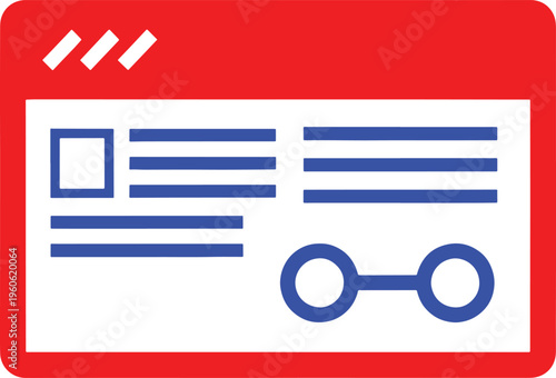 Red bordered search bar with blue and magnifying glass symbol blue magnifying glass search symbol