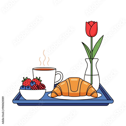 Breakfast Tray with Croissant.