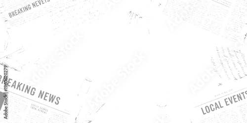 Newspaper pages with breaking news and local events headlines