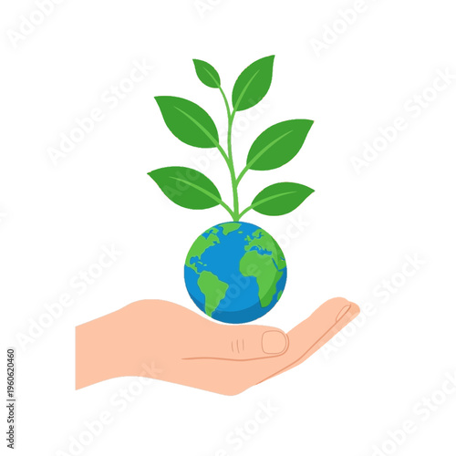 Hand Holding Green Earth.