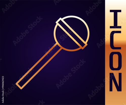 Gold line Lollipop icon isolated on black background. Food, delicious symbol. Vector Illustration