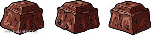 Cocoa blocks vector illustration three sweet chocolate squares